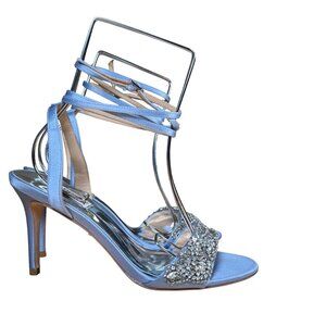 Badgley Mischka Embellished Jen Heeled Strappy Sandals Women's Size 8 Light Blue